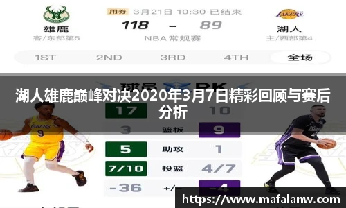 湖人雄鹿巅峰对决2020年3月7日精彩回顾与赛后分析
